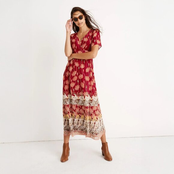 Madewell Tulip Sleeve Maxi Dress in Tall Sunflowers - sz 2 - Picture 1 of 4